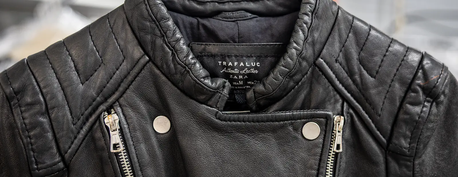 Leather jacket detail after cleaning