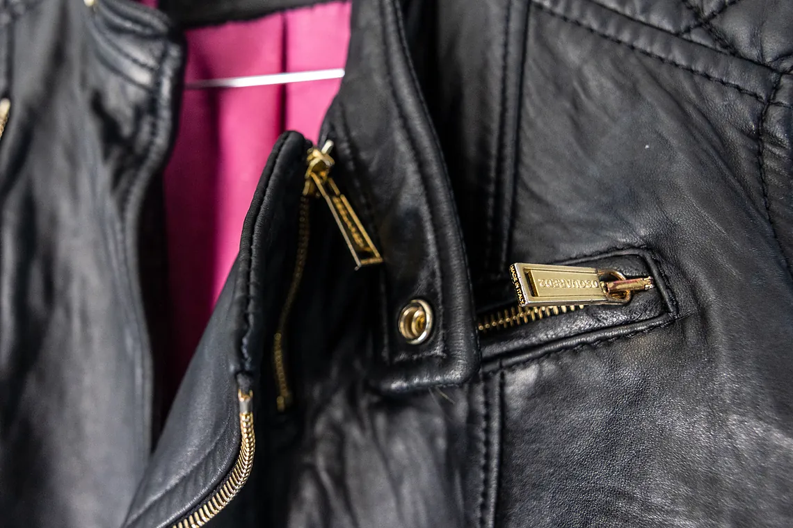 Leather jacket professionally cleaned at QuickWash