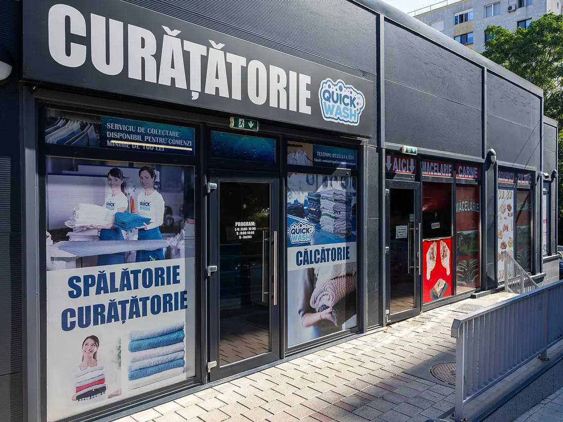 Punctul de lucru QuickWash din Piața Delfinului, Aleea Dobrina 1-3, sector 2
